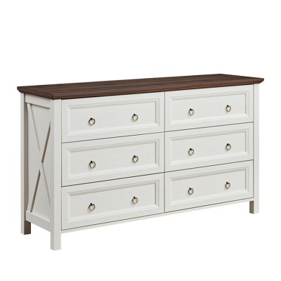ALEXOUN Farmhouse 6 Drawer Storage Organizer Dressers,Wood Chest of Drawers,Modern TV Dresser for Bedroom,Living Room,or Office