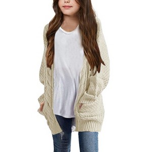 Clearlove Girls' Long Sleeve Chunky Knit Cardigan Front Open Thick Oversized Cozy Sweater Jacket - 1 of 4