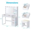 White Particle Board Veneered with Textured Melamine, 5-drawer 2-tier Shelf, comes with 11 Three-color Dimmable Bulbs, Dressing Table Set - 4 of 4