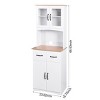 Kitchen Pantry Cabinet with Glass Doors and Drawers, Freestanding Microwave Hutch with Adjustable Shelves for Dining Room-3irtyhousy - 4 of 4