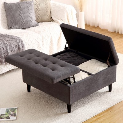 Whizmax 33‘’ Square Coffee Table Lift Top Storage Ottoman, Tufted Upholstered Ottoman with Storage, Storage Ottomans Toy Box for Living Room