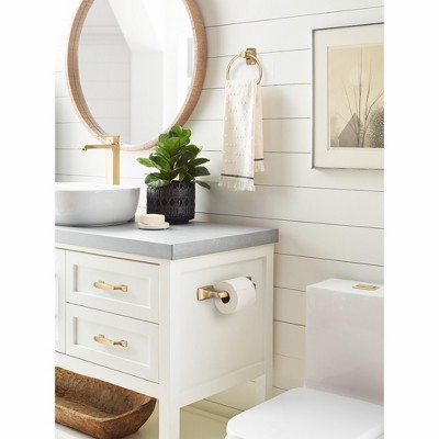 Champagne Bronze Pivoting Double Post Toilet Paper Holder