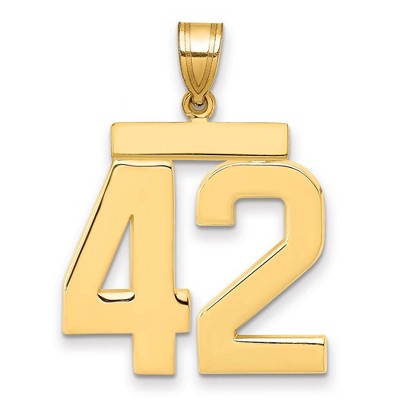 Black Bow Jewelry 14k Yellow Gold, Athletic Collection, Large Polished Number 42 Pendant