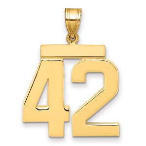 Black Bow Jewelry 14k Yellow Gold, Athletic Collection, Large Polished Number 42 Pendant - 1 of 3