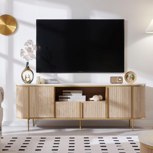 SinCiDo Luxury 70" Fluted TV Stand, Modern TV Console for TVs Up to 80 inches, Faux Marble Top & Curved Design - 1 of 4