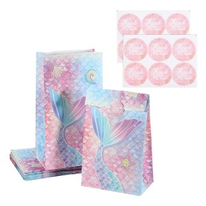 Unique Bargains Paper Birthday Candy Mermaid Gift Bags Rainbow 12 Pcs - 1 of 4