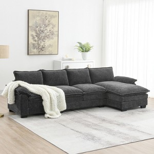 FONTOI Sofas, L-shaped Sofa with Double Seat Cushions, Reversible Sofa Couch with Side Storage Pockets for Living Room Office, Gray, 118"*33"*55" - 1 of 4