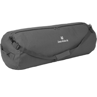 Bear & Bark Large Duffle Bag - Grey 42"x16" - 138L - Extra Large Canvas Military and Army Cargo Style Carryall Duffel for Men and Woman