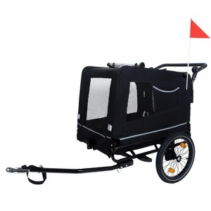 2-in-1 Bike Trailer & Push Cart for Pets - Detachable Bike Hitch & Push Handle Included,All-Terrain Wheels,Non-Slip Floor,Holds Up to 88 lbs - 1 of 1