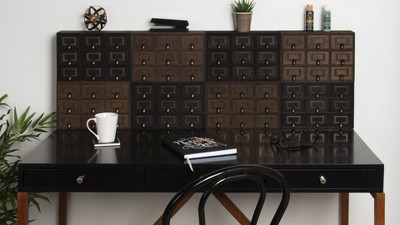 White Wood Apothecary Desk Drawer Set with 9 Drawers