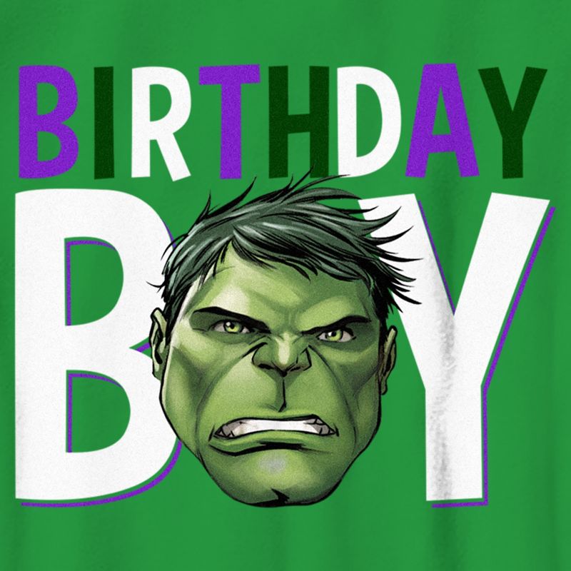 Boy's Marvel Birthday Boy Hulk Face T-Shirt, 2 of 5