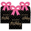 Big Dot of Happiness Chic Happy Birthday - Pink, Black and Gold - Square Favor Gift Boxes - Birthday Party Bow Boxes - Set of 12 - 2 of 4