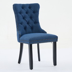 NicBex Dining Chair with Tufted Button Backrest Modern Upholstered Linen Fabric Cushion Seats Side Chair with Nailhead Trim,2pc - 1 of 4