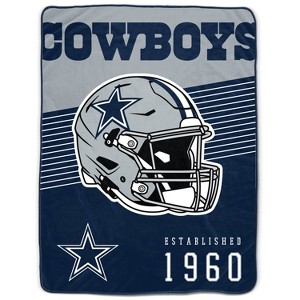 NFL Dallas Cowboys Helmet Stripes Flannel Fleece Blanket - 1 of 3