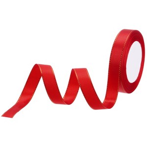 Unique Bargains Double Face Wide Satin Ribbon with Gold Edges for Wedding Bouquet - 1 of 4