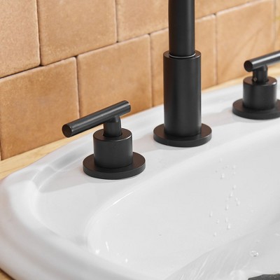 Matte Black 8-Inch Widespread Double Handle Bathroom Faucet