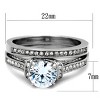 Slickblue Women’s Wedding Ring Set – Silver Tone Halo CZ with Round Center – IP Stainless Steel – Size 5–11 - 2 of 4
