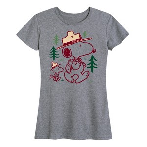 Women's - Peanuts - Snoopy and Woodstock Hiking Short Sleeve Graphic T-Shirt - 1 of 4