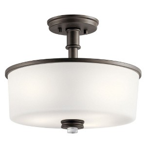 Joelson 14.25" 3 Light Semi Flush with Satin Etched Cased Opal and Clear Glass Accent Glass in Brushed Nickel - 1 of 1