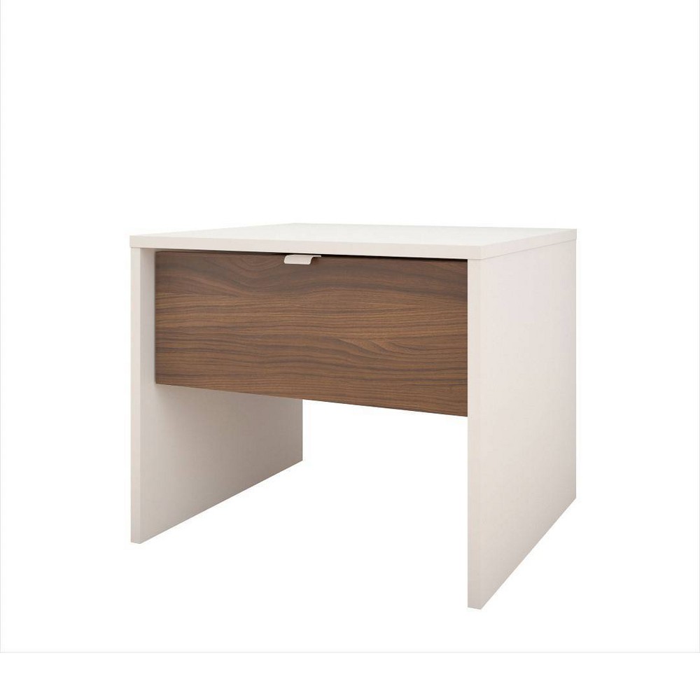 Photos - Storage Сabinet 1 Drawer Nightstand White/Walnut - Nexera