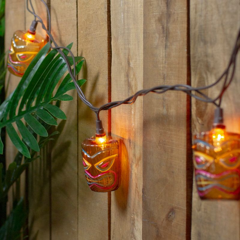 Northlight 10-Count Brown Tiki Mask Patio String Lights - 7.25 ft Brown Wire, 2 of 5