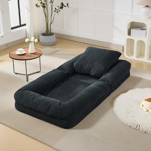 TROPOW Adjustable 5-Position Floor Sofa – Upholstered Human/Dog Bed with 2 Plush Pillows for Living Room, Bedroom & Gaming - 1 of 4