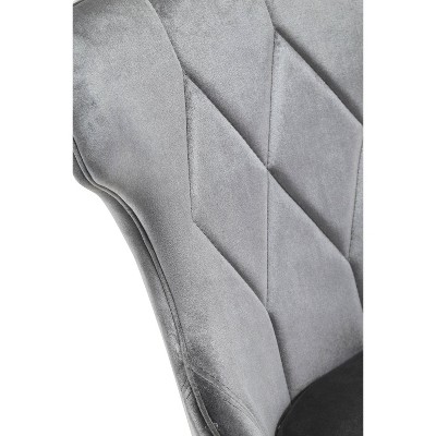 Luxurious Gray Velvet Wing-Back Side Chair with Walnut Wood Legs