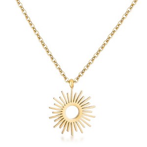 ShineHigh Elegant Sunburst Pendant Necklace in Goldtone or Silvertone Finish – Minimalist Celestial Jewelry with Dainty Cable Chain and Lobster Clasp - 1 of 1