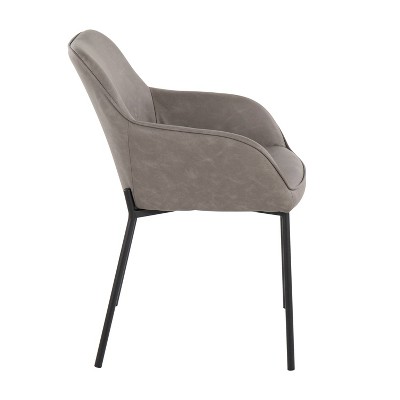 Daniella Black Steel and Gray Faux Leather Dining Chairs, Set of 2