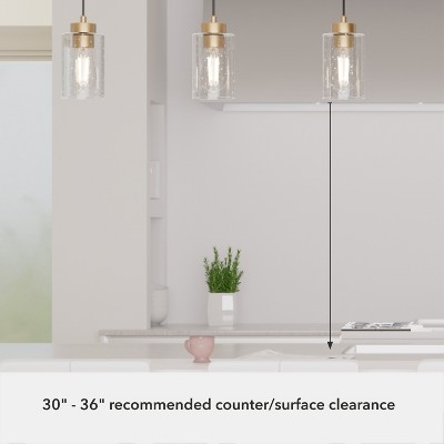 Hartland Alturas Gold 3-Light Cluster Linear Pendant with Clear-Seeded Glass
