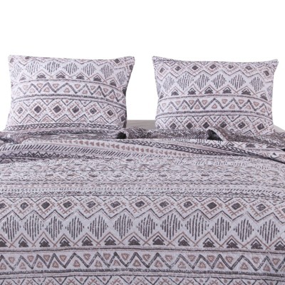 Ivory King Microfiber Reversible Quilt Set