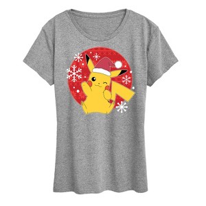 Women's - Pokémon - Pikachu Santa Hat Ugly Sweater Short Sleeve Graphic T-Shirt - 1 of 4