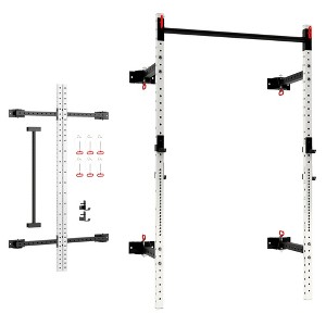 Soozier Folding Squat Rack with Pull Up Bar, Wall Mounted, 1000 Pounds Capacity Power Rack - 1 of 4