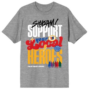Shazam 2 Fury Of The Gods Support Your Local Hero Crew Neck Short Sleeve Gray Heather Women's T-shirt - 1 of 3