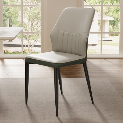 EUREKA ERGONOMIC,Modern Minimalist Two-tone Dining Chair Set of 2, 17.72"D x 17.93"W x 33.06"H,Gray & Bottle Green