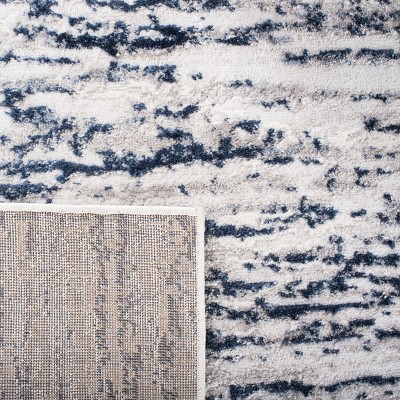 Amelia 6'7" Square Grey and Navy Abstract Area Rug