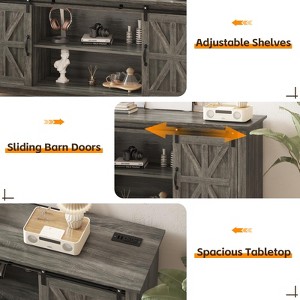 Farmhouse TV Stand for 75 in Television, Wood Entertainment Center - 1 of 4