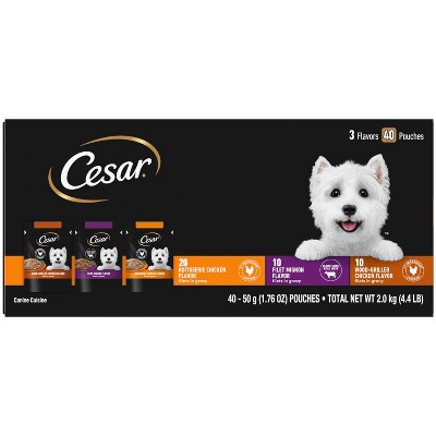 Cesar Chicken, Steak and Beef Flavor Variety Pack Wet Dog Food - 70.4oz/40ct