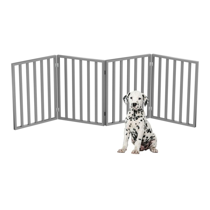 Indoor Pet Gate - 4-Panel Folding Dog Gate for Stairs or Doorways - 72x24-Inch Freestanding Pet Fence for Cats and Dogs by PETMAKER (Gray), 3 of 5