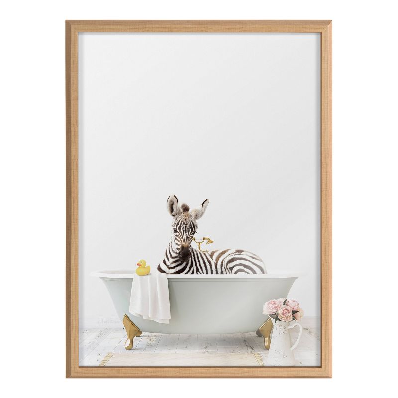 18&#34; x 24&#34; Blake Zebra Cottage Bathroom Framed Printed Glass by Amy Peterson Art Studio Natural - Kate &#38; Laurel All Things Decor, 3 of 7