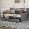 TopComfy Beds Twin Size Daybed with Storage Drawers Upholstered Design with Soft Padded Seating Furniture for Bedroom, Gray, 45.3"*36.2"*103.62" - 2 of 4