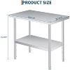 Commercial-Grade Stainless Steel Prep Table with Adjustable Undershelf, Rounded Corners & 660 lbs Load Capacity - 3 of 4