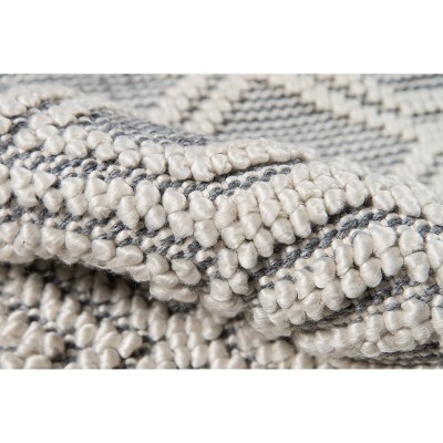Gray Geometric Handwoven Synthetic Runner Rug