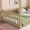 Okak Twin/Full Size Bed Frame with Canopy-Style Top & Guardrails, Modern Floor Bed with Fence for Toddlers/Kids Bedroom - 4 of 4