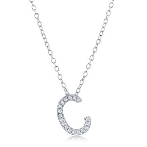 Bella Silver Sterling Silver Micro Pave  Initial 18" Pendant Necklace - 1 of 2