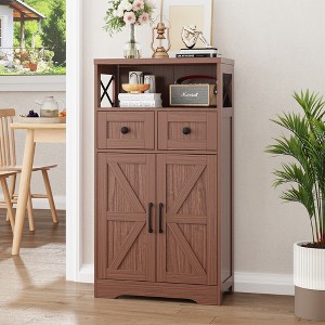 Farmhouse Storage Cabinet with Drawers and Adjustable Shelves, Freestanding Kitchen Pantry Storage Cabinet - 1 of 4