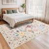 Runner Rug - Floral Boho Design, Ultra-Thin Low Pile, Non-Slip Backing, Machine Washable, 4*6ft, Beige - 4 of 4