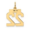 Black Bow Jewelry 14k Yellow Gold, Athletic Collection, Small Polished Number 22 Pendant - 3 of 4