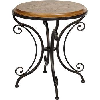 Kensington Hill Traditional Wood Black Round Accent Table 22 1/4" Wide Gold Brushed for Living Room Bedroom Bedside House Office