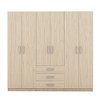 Vynxaria 6-Door Wooden Wardrobe with 2 Drawers Inside - Chic Brown & Natural Storage for Bedroom Essentials - 4 of 4